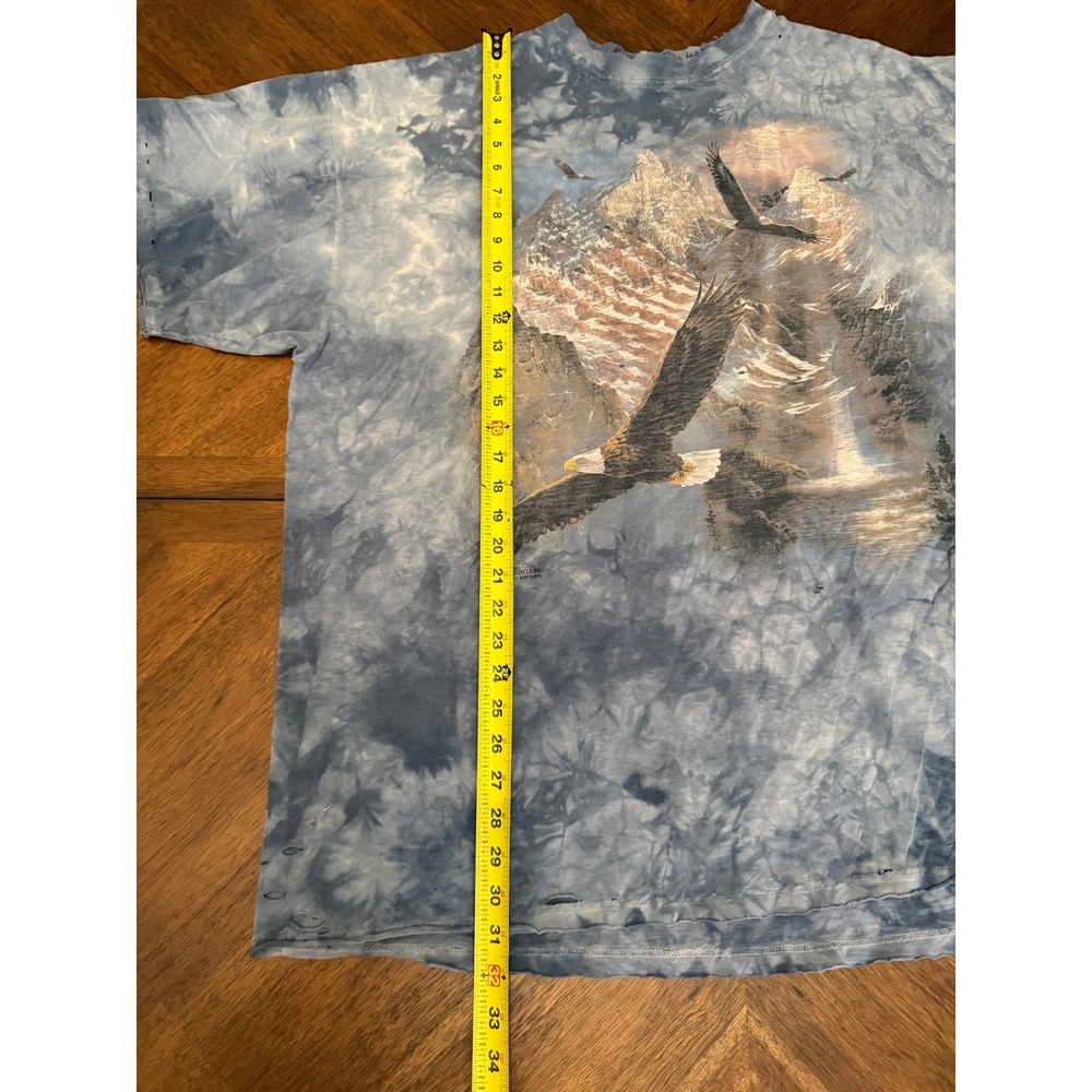 Vintage The Mountain Bald Eagle Mountain Tie Dye T Shirt Blue Distressed XL - Picture 7 of 8